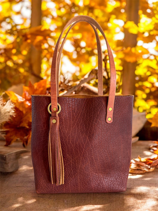 Classic Tote in Cherry Mahogany Full Grain Bison
