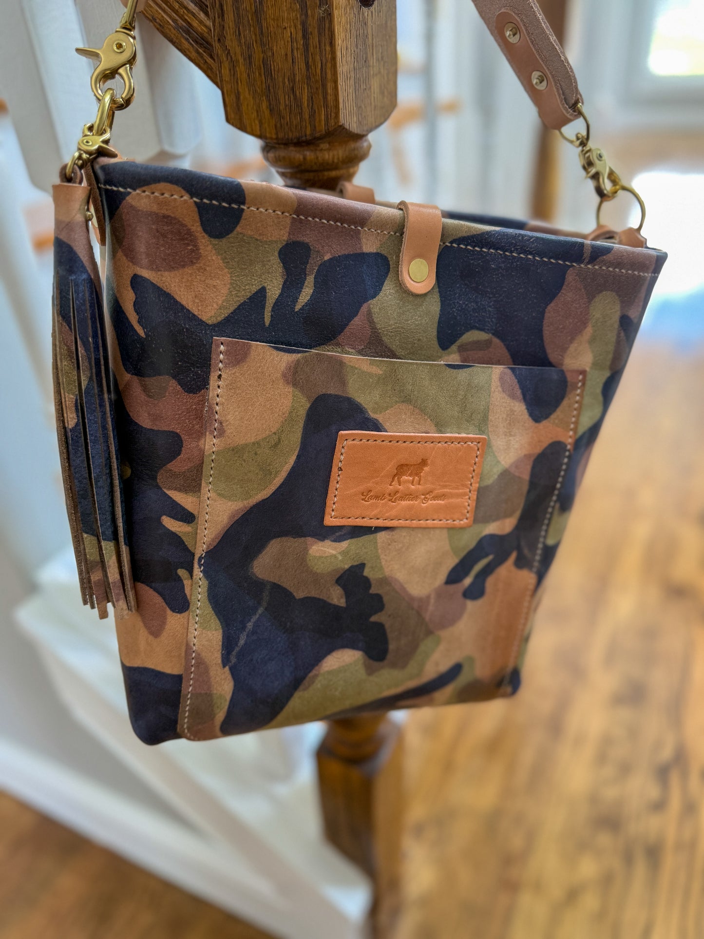 Bennett Bucket in Full Grain Camo Vegetable Tanned Leather