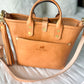 Brookie Medium Crossbody Tote in Natural Italian Full Grain Vegetable Tanned Leather