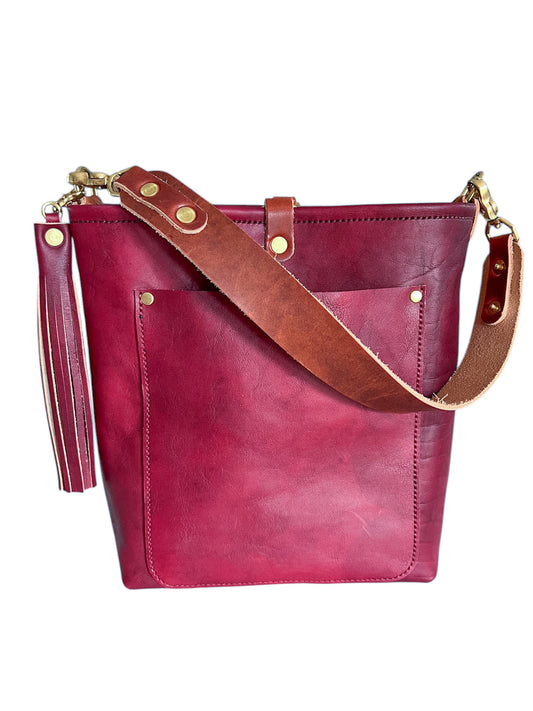 Bennett Bucket in Mulberry Veg Tan Italian Leather