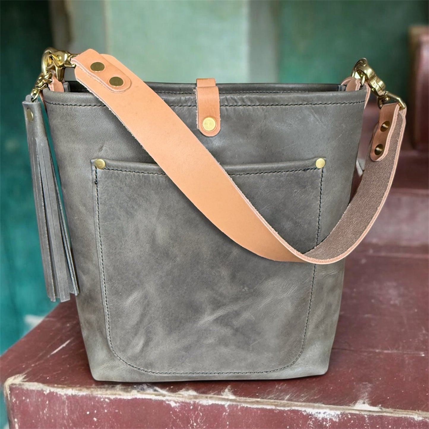 Bennett Bucket in Seagrass Derby Horween