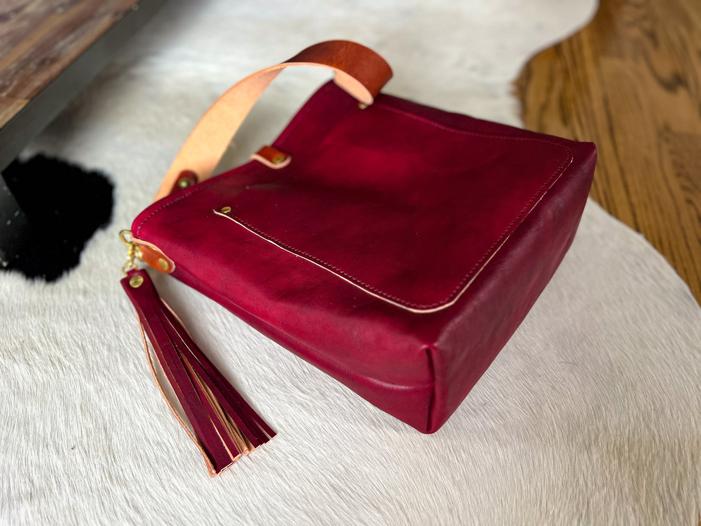 Bennett Bucket in Mulberry Veg Tan Italian Leather