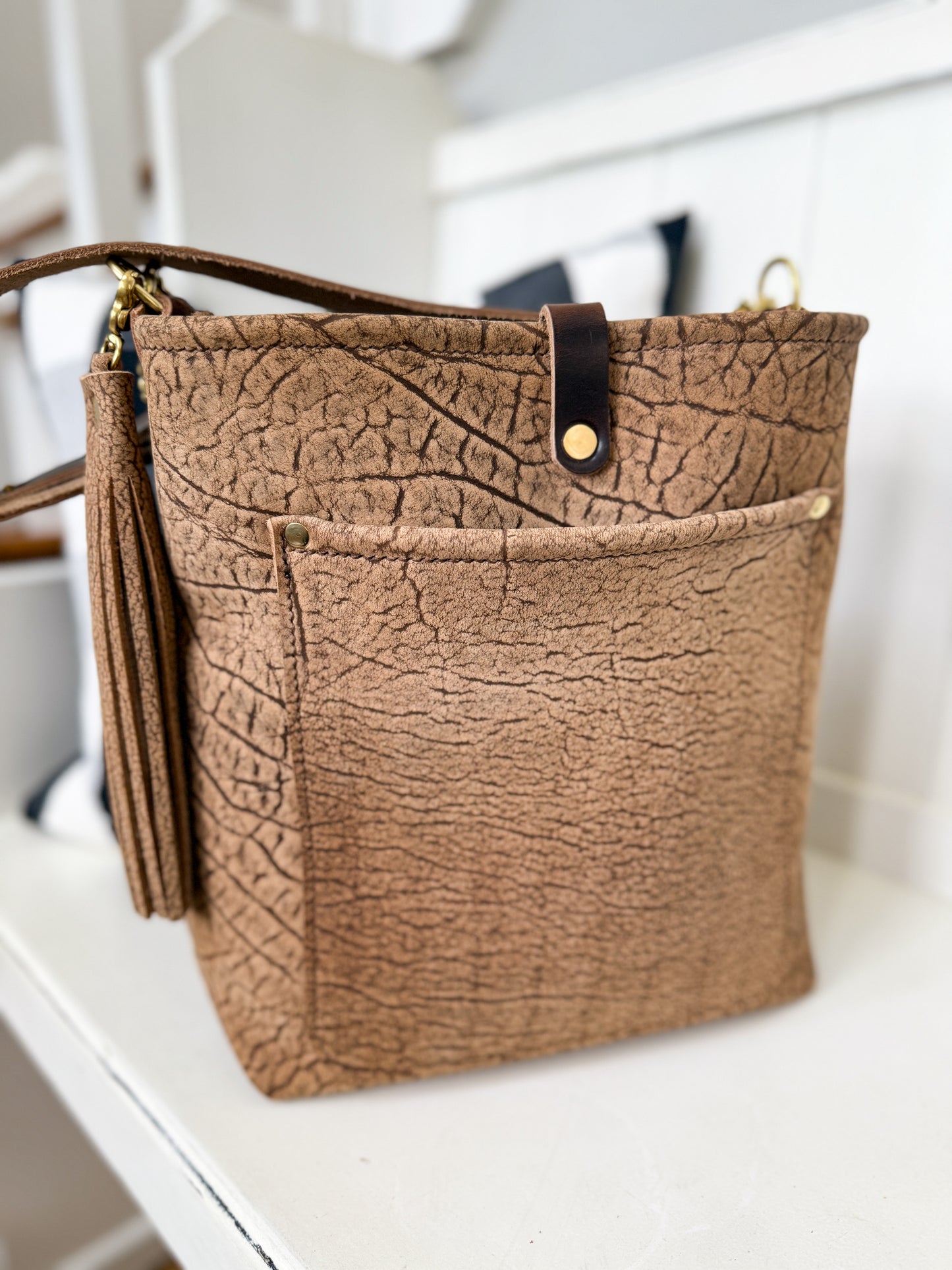 Bennett Bucket in Riverstone Full Grain Bison