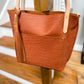 East West Tote in Tawny Full Grain Leather with foot/base