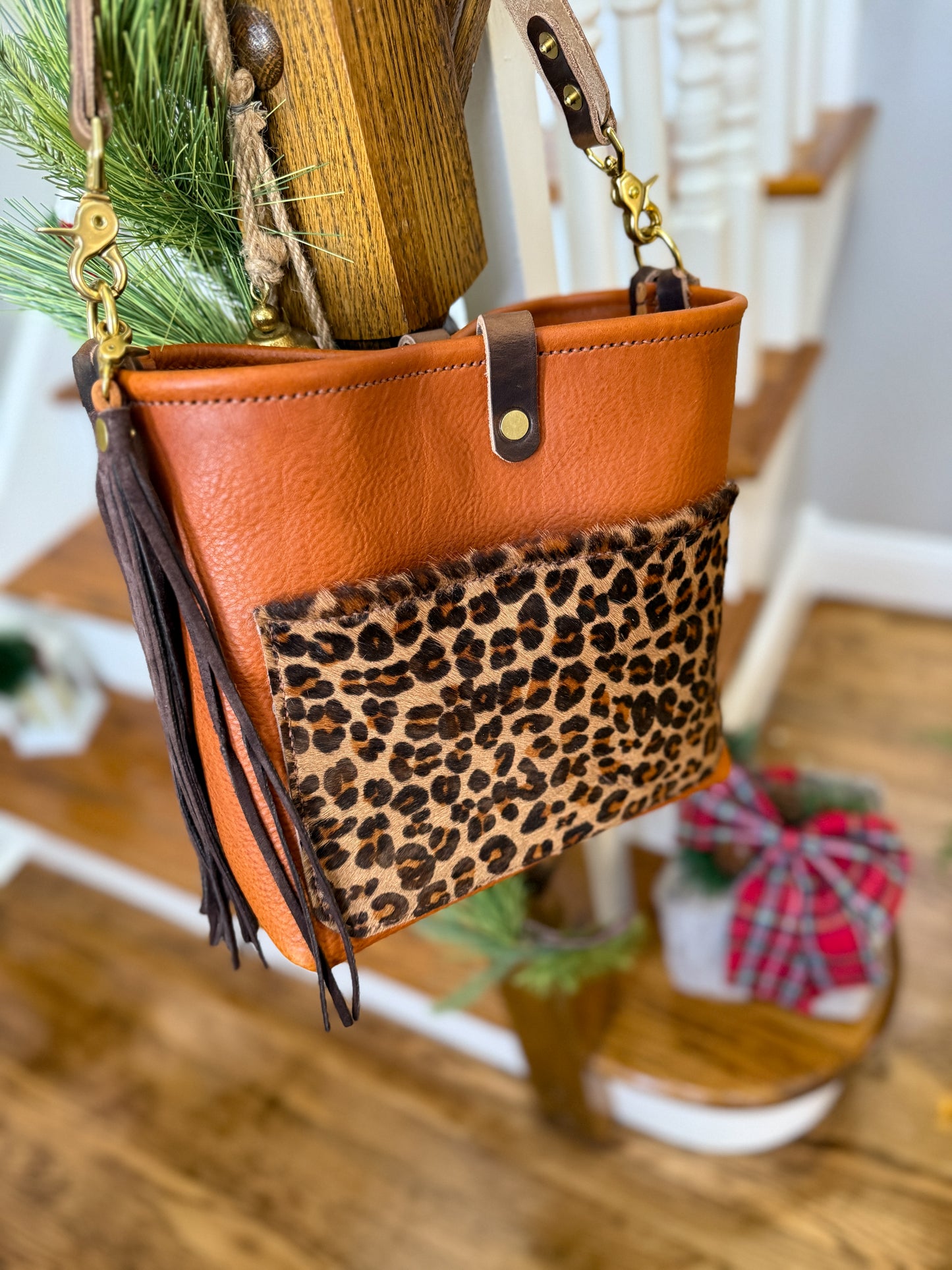 Bennett “shorty” Bucket in Ginger Vachetta w/cowhide pocket