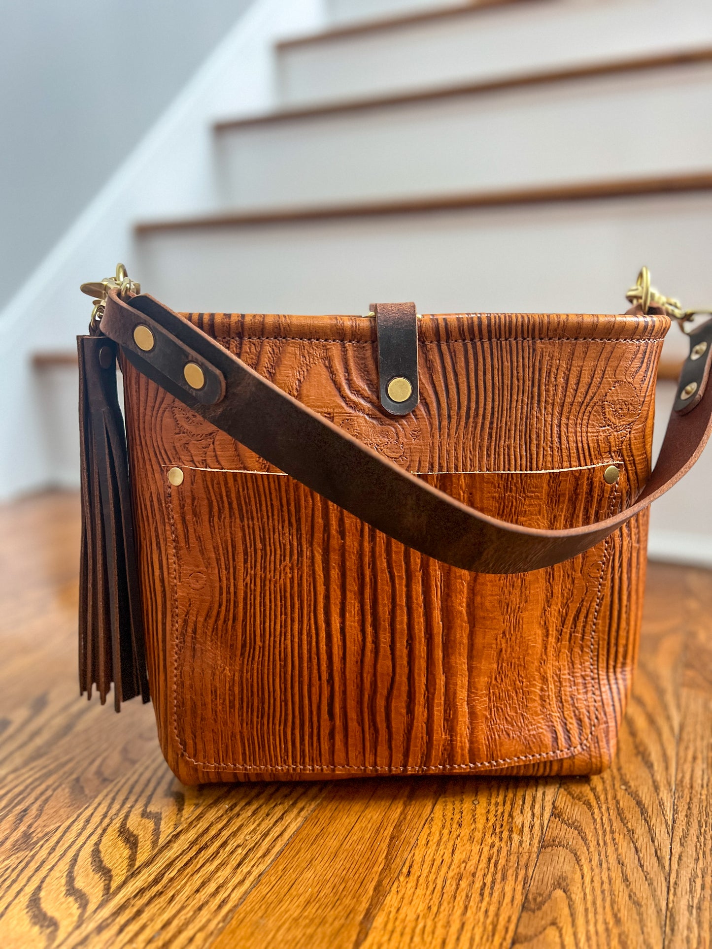 Bennett “shorty” Bucket in Wooden Vachetta Leather