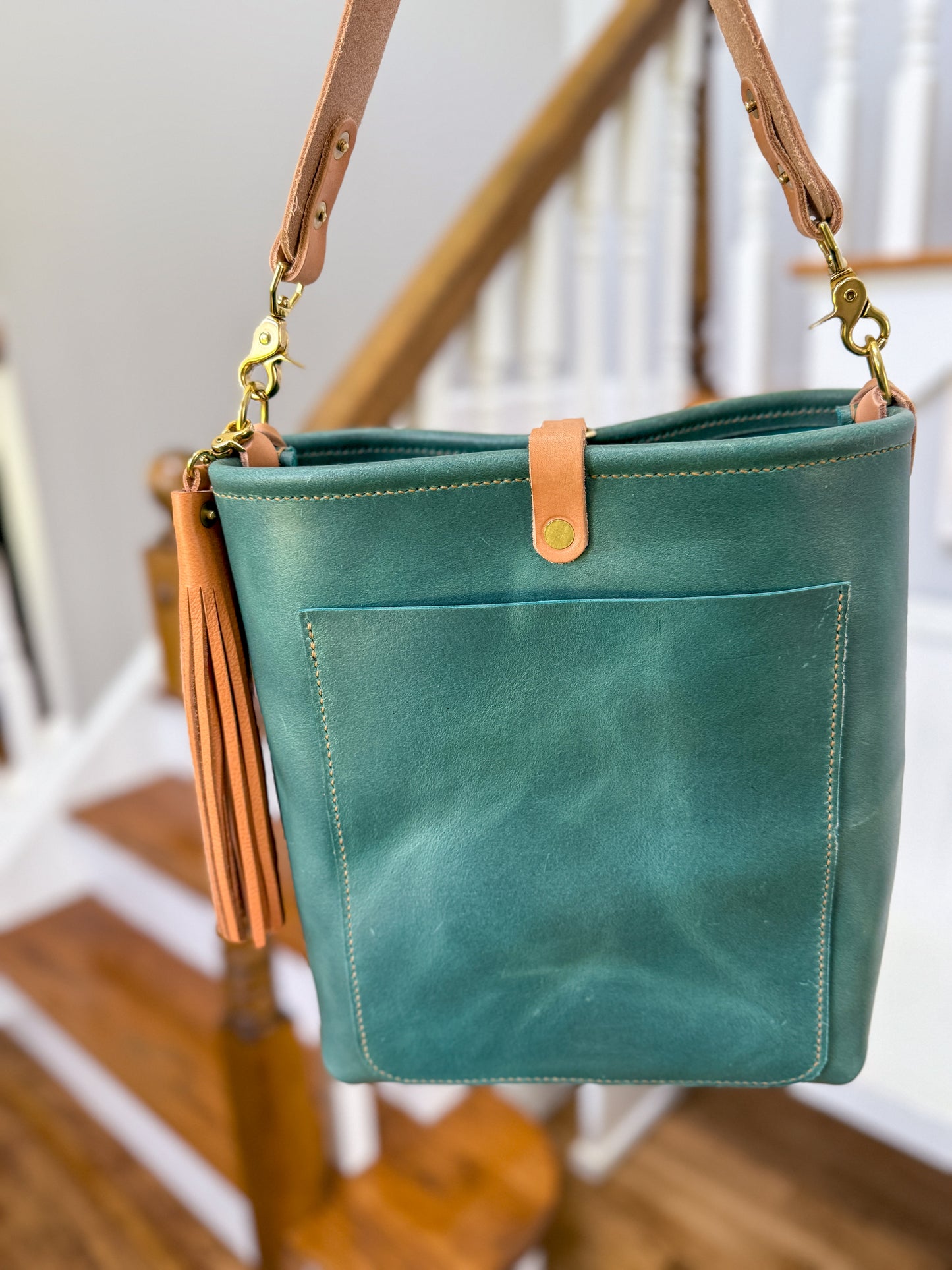 Bennett Bucket in Aqua Pearl Horween