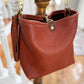 Hobo Bucket in Chestnut Full Grain Bison Leather
