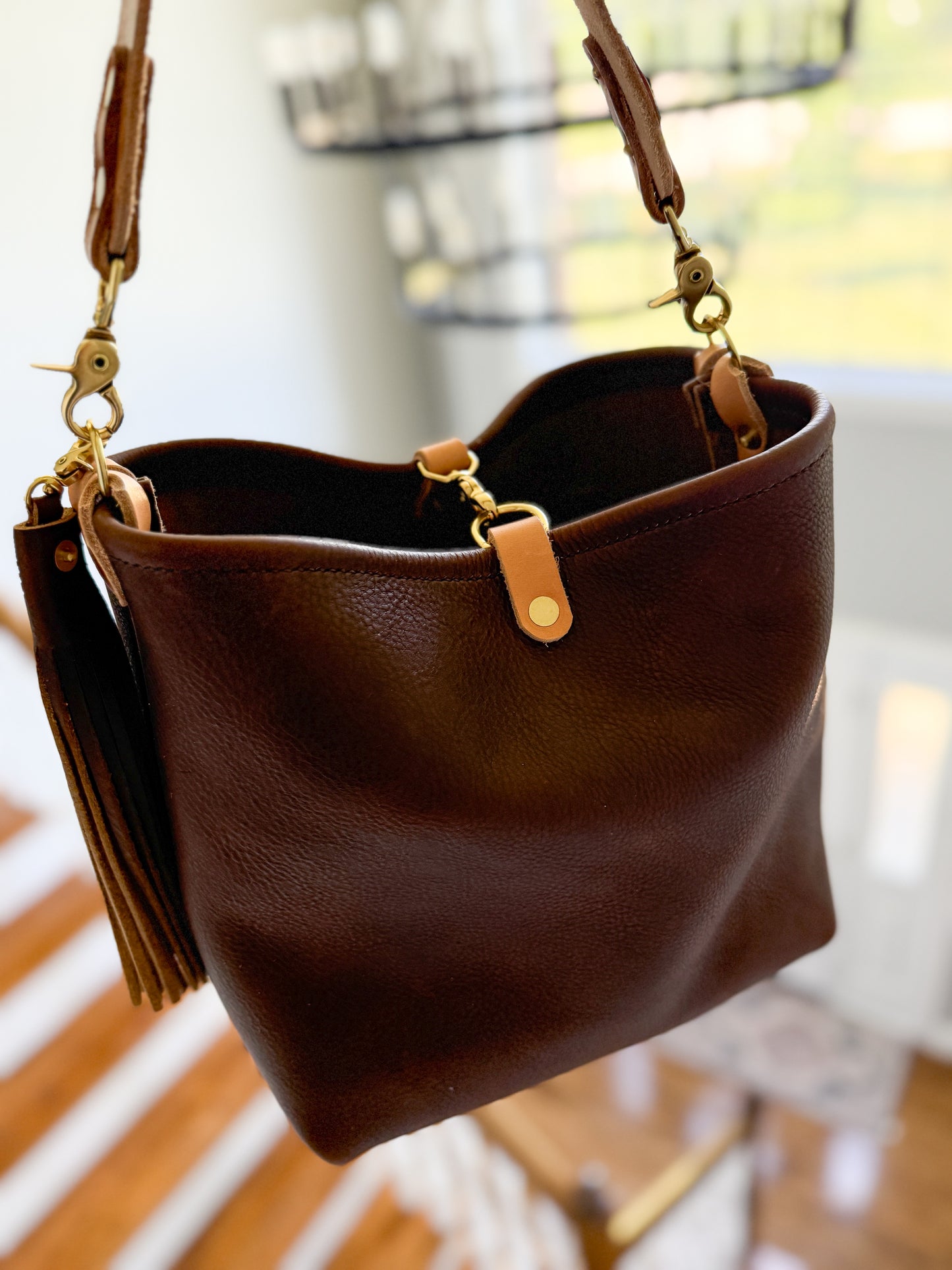 Hobo Bucket Horween Chocolate Full Grain Leather