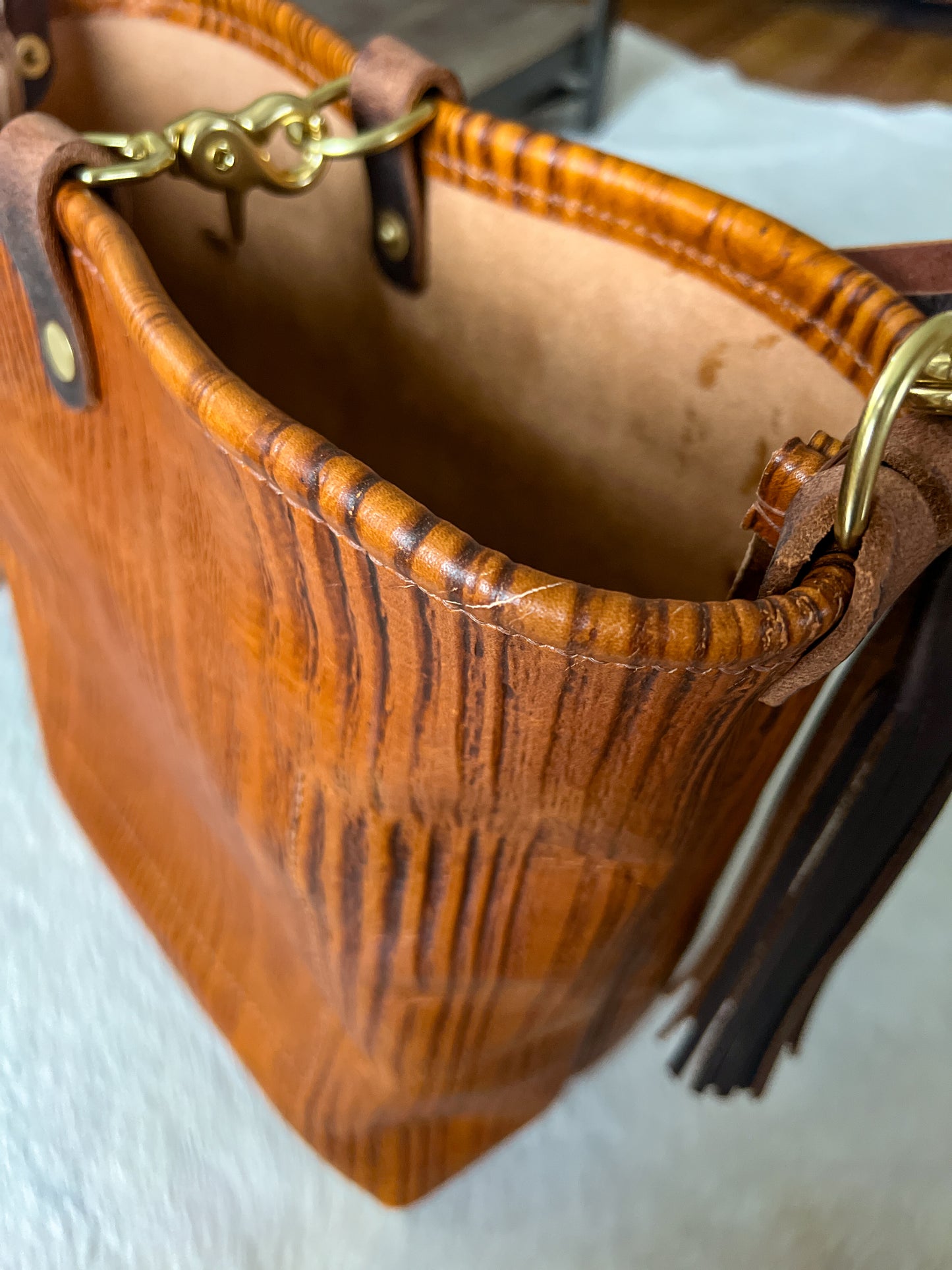 Bennett Bucket in Wooden Vachetta Leather