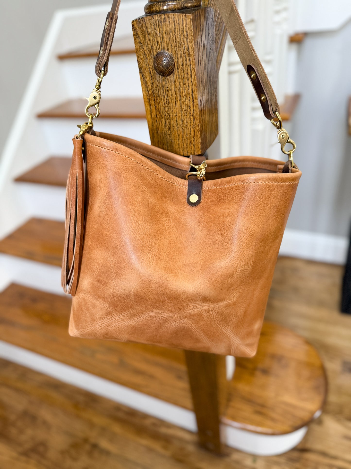 Hobo Bucket in Light Natural Horween Derby