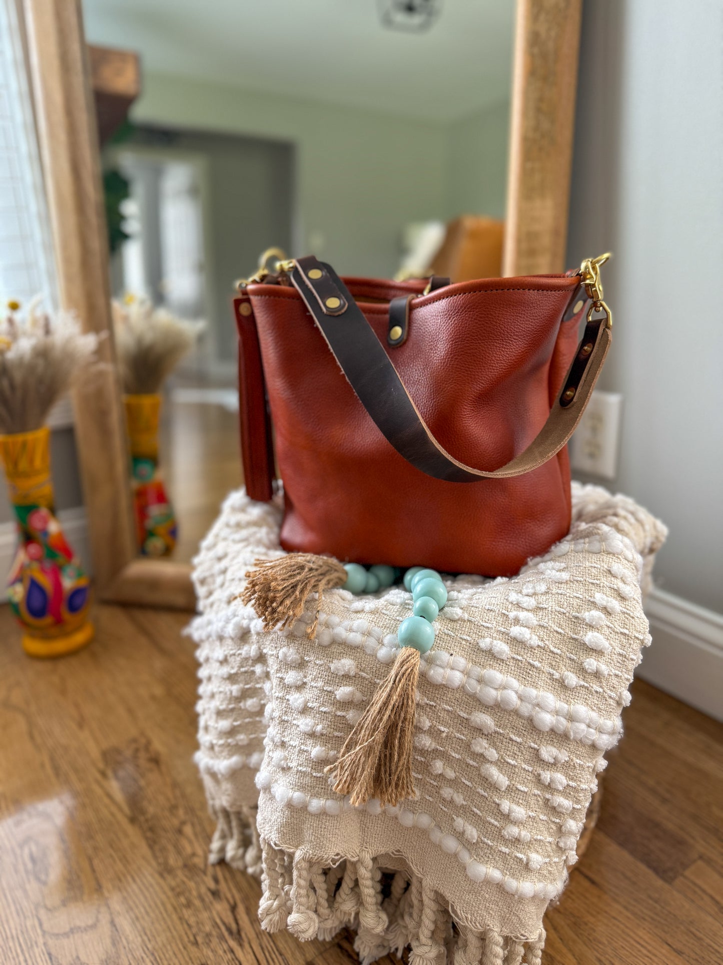 Hobo Bucket in Dark Ginger Vachetta