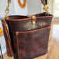 Bennett Bucket in Coffee Full Grain Bison Leather w/Dyed Strap