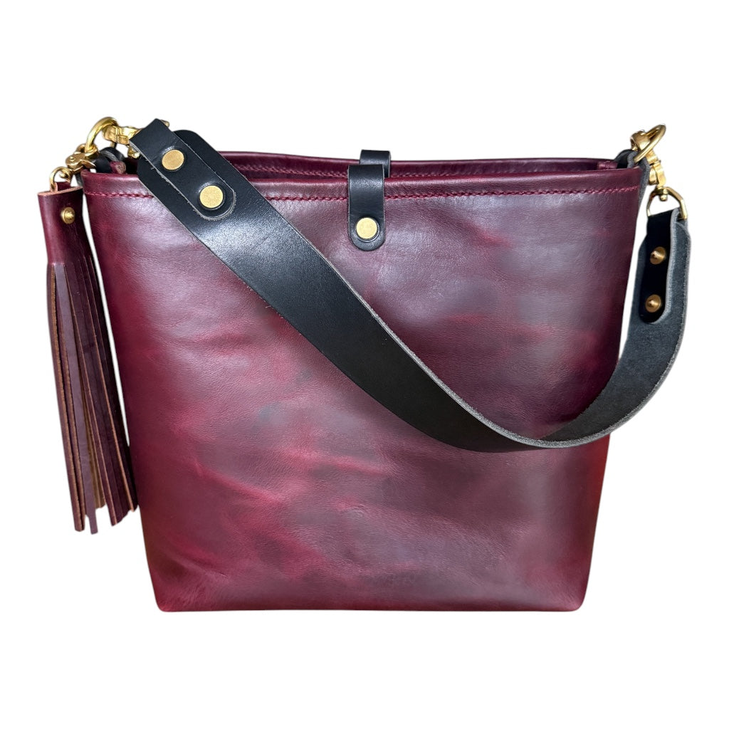 Hobo Bucket in Plum Noir Horween Horse Leather