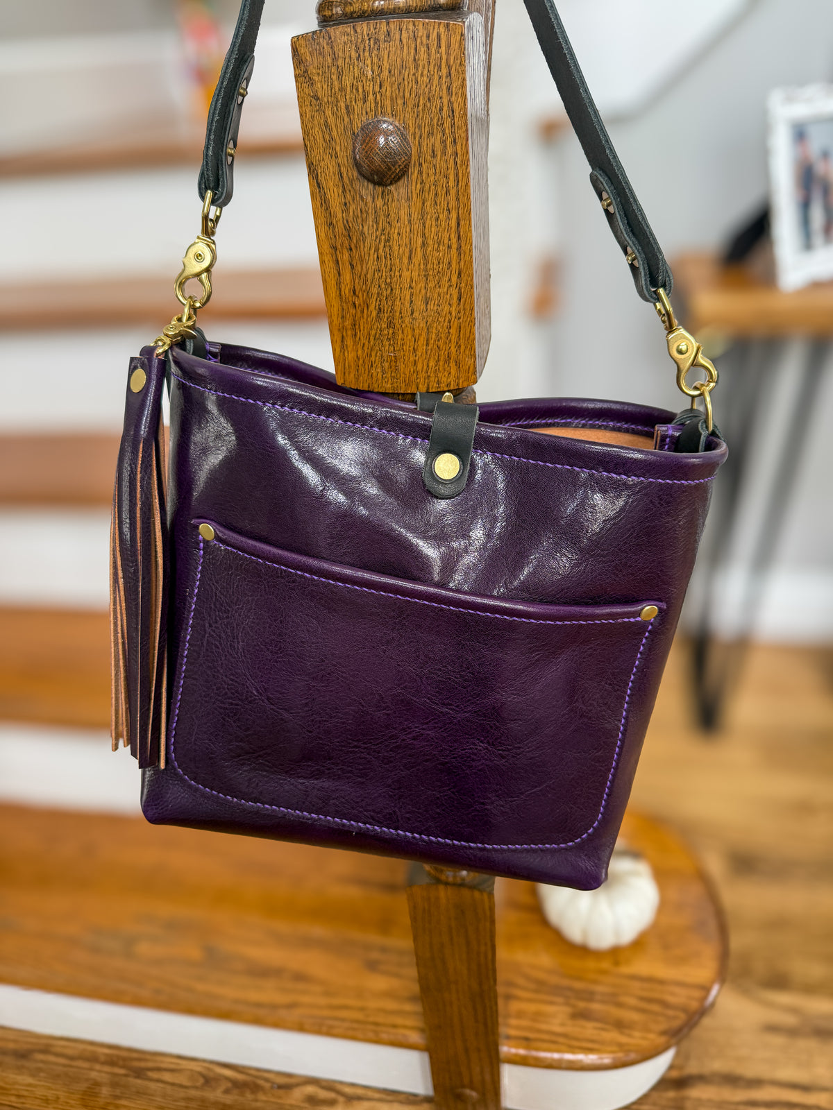 Bennett “shorty” Bucket in Eggplant Cuoio Italian Leather
