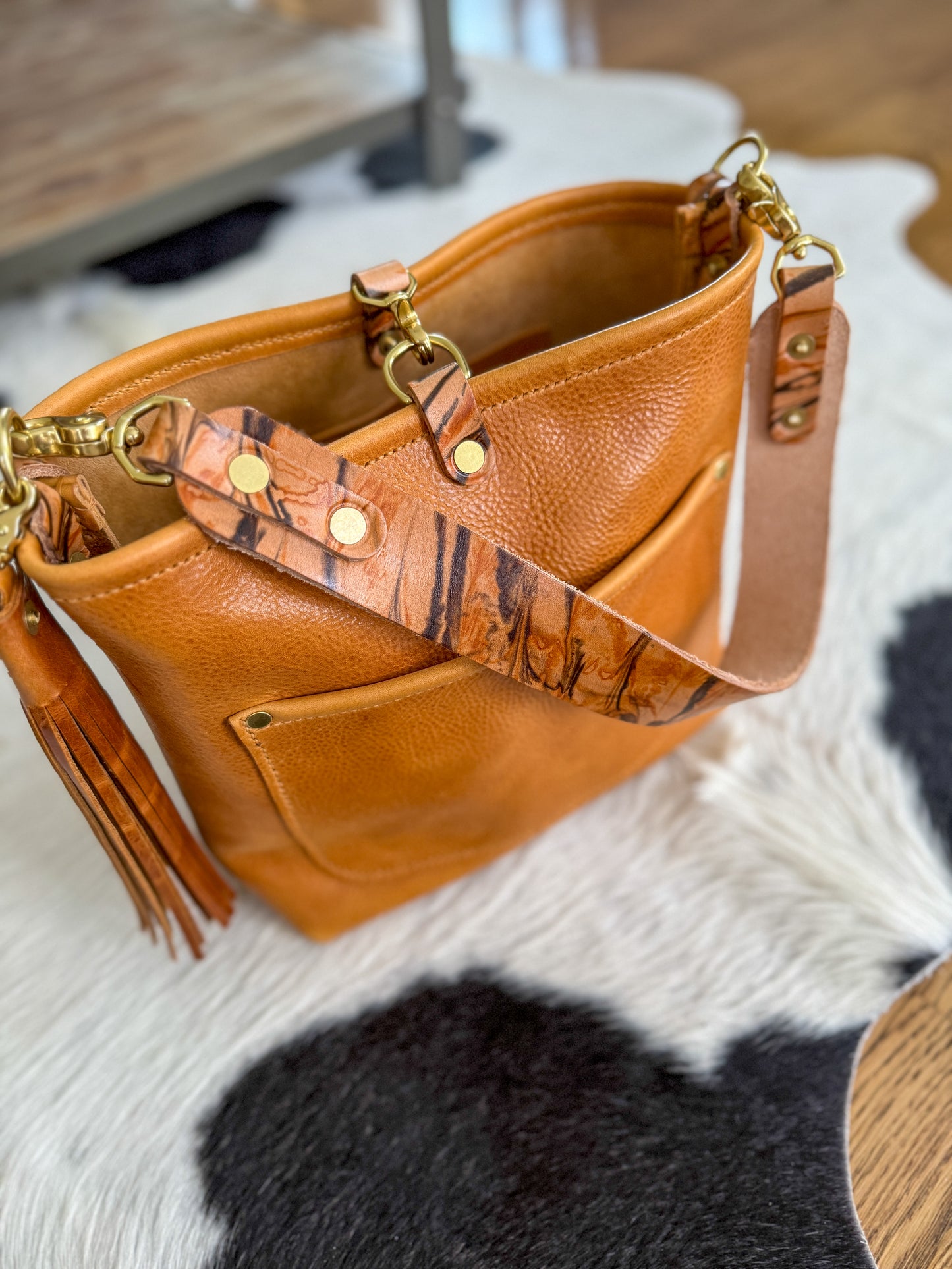 Bennett “shorty” Bucket in Honey Saffron Italian Leather