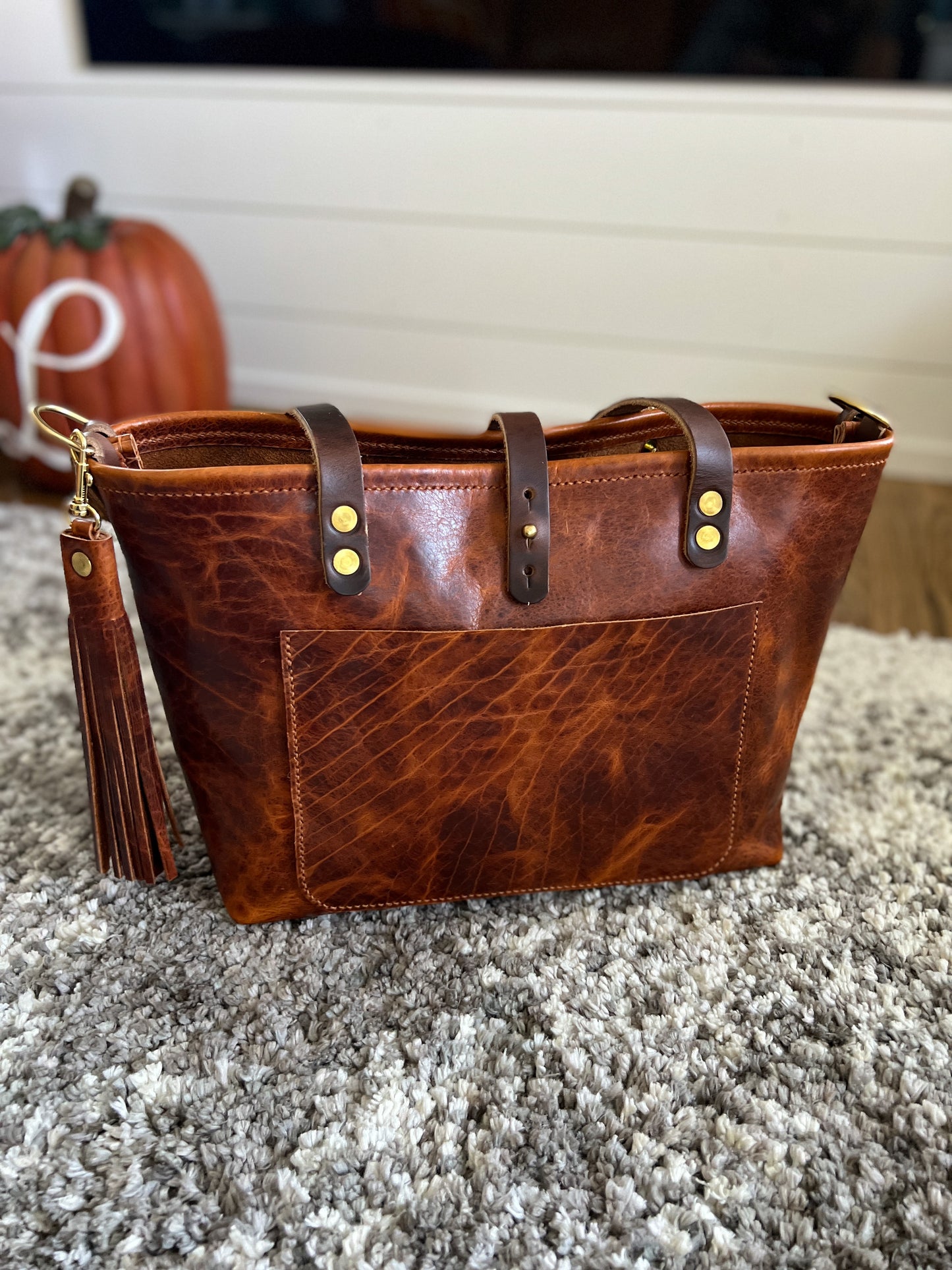 East-West Tote in Maple Glazed Bison