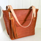 East West Tote in Tawny Full Grain Leather with foot/base