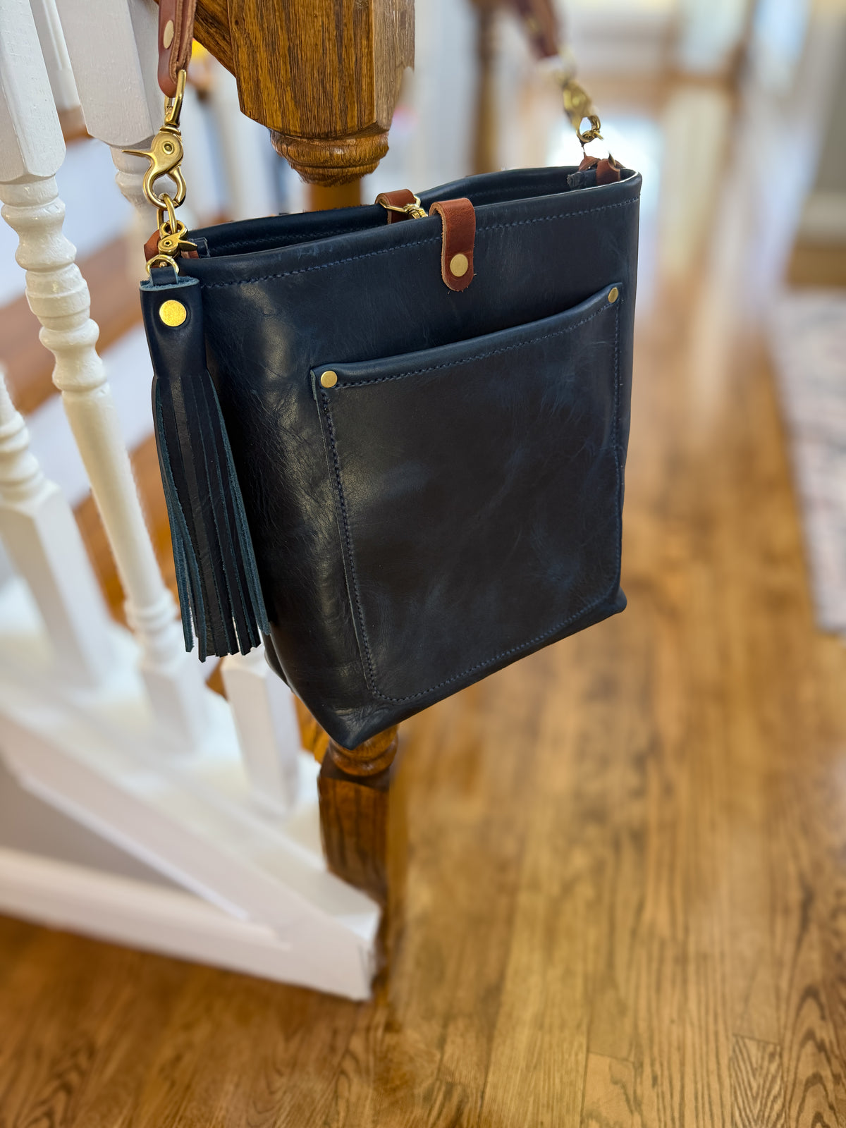 Bennett Bucket in Horween Cobalt Full Grain Leather
