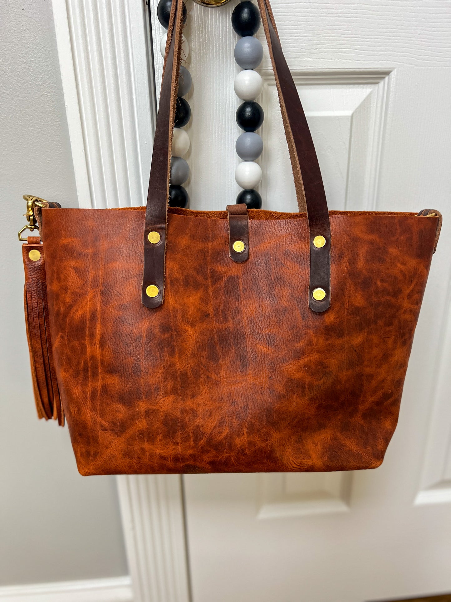 East-West Tote in Full Grain Hot Coals Leather