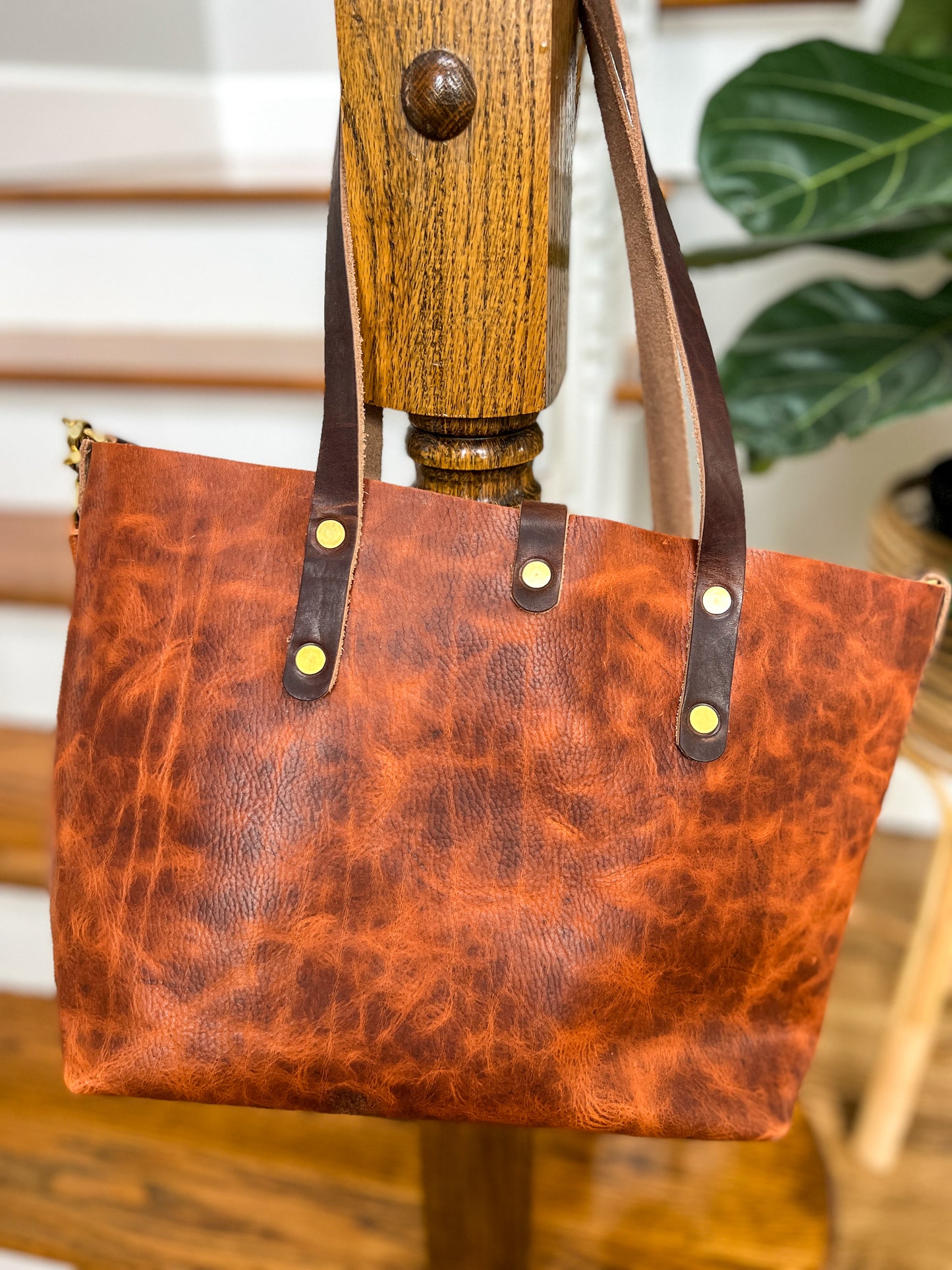 East-West Tote in Full Grain Hot Coals Leather