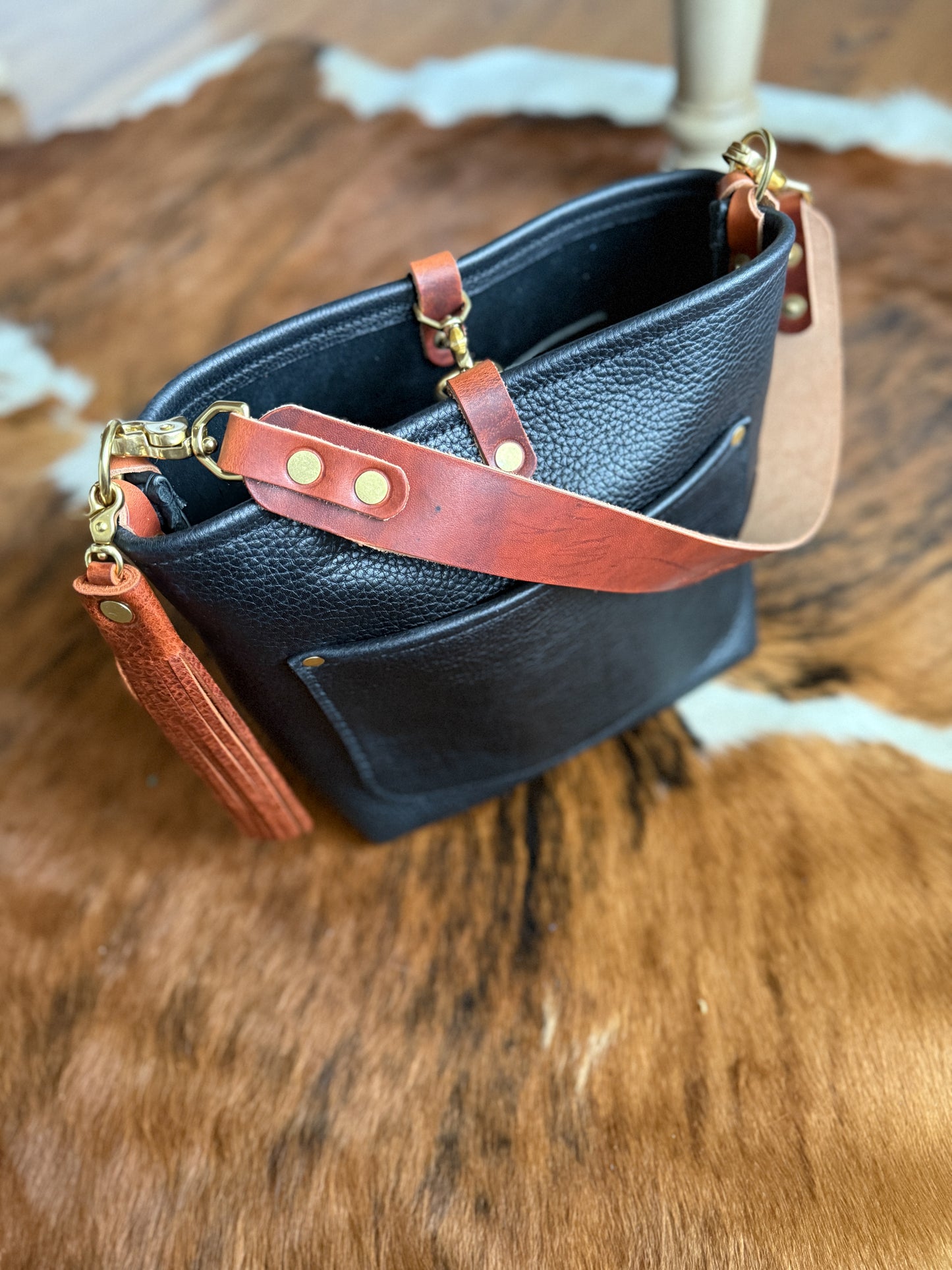 Bennett “shorty” Bucket in Horween Black Pebbled Leather