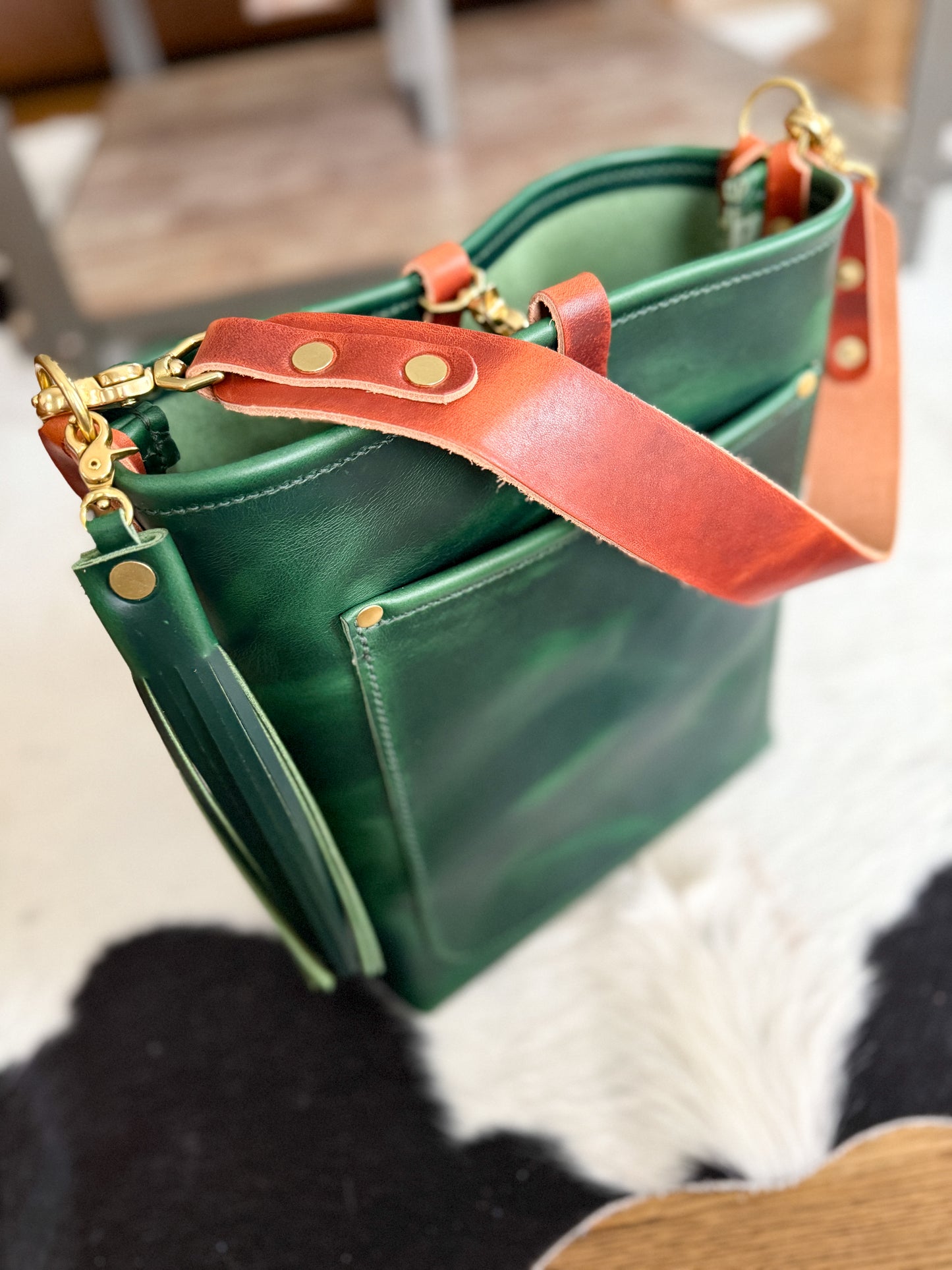 Bennett Bucket in Emerald Horween Puttman Leather