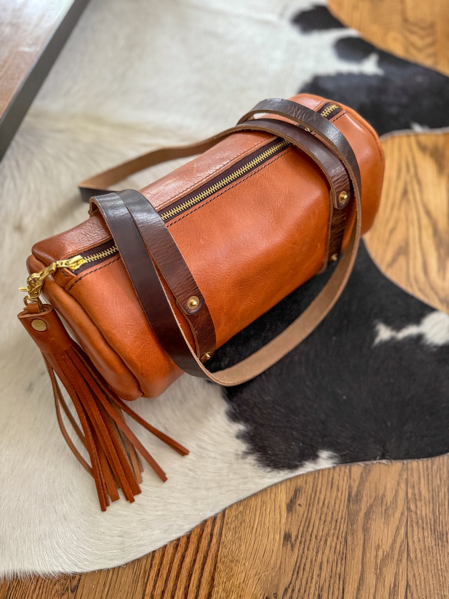 Bren Barrel in Toffee Vegetable Tanned Leather