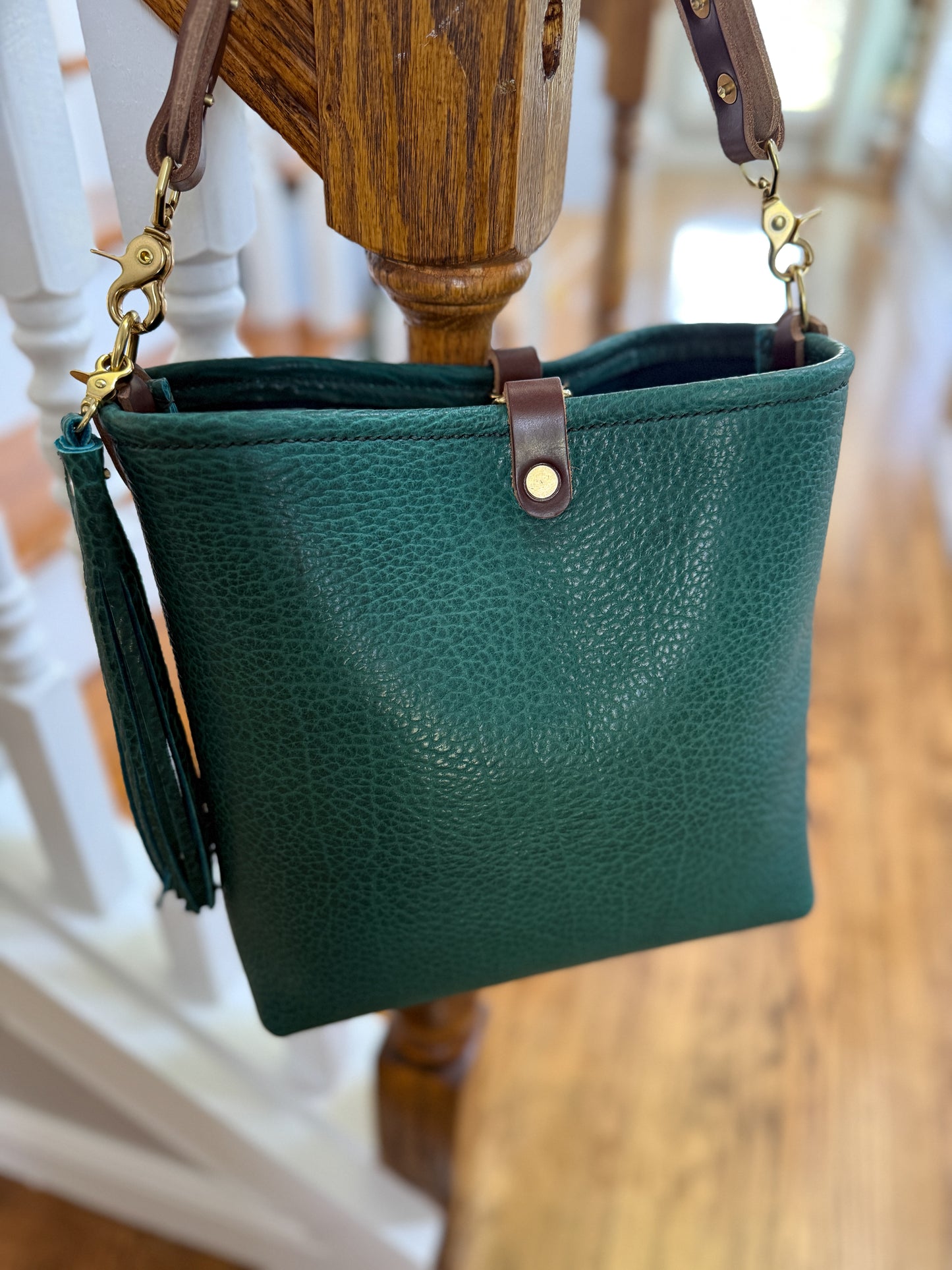 Hobo Bucket in Peacock Full Grain Bison