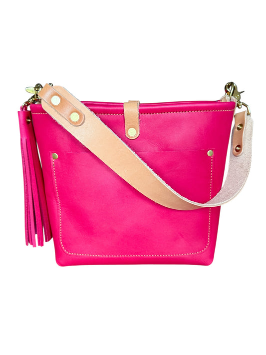 Bennett “shorty” Bucket in Fuscia Vachetta (non-milled)