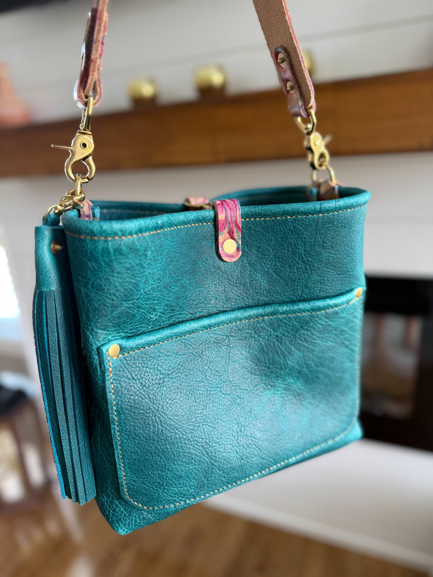 Bennett “shorty” Bucket in Blue Moon Bison w/Candy Strap
