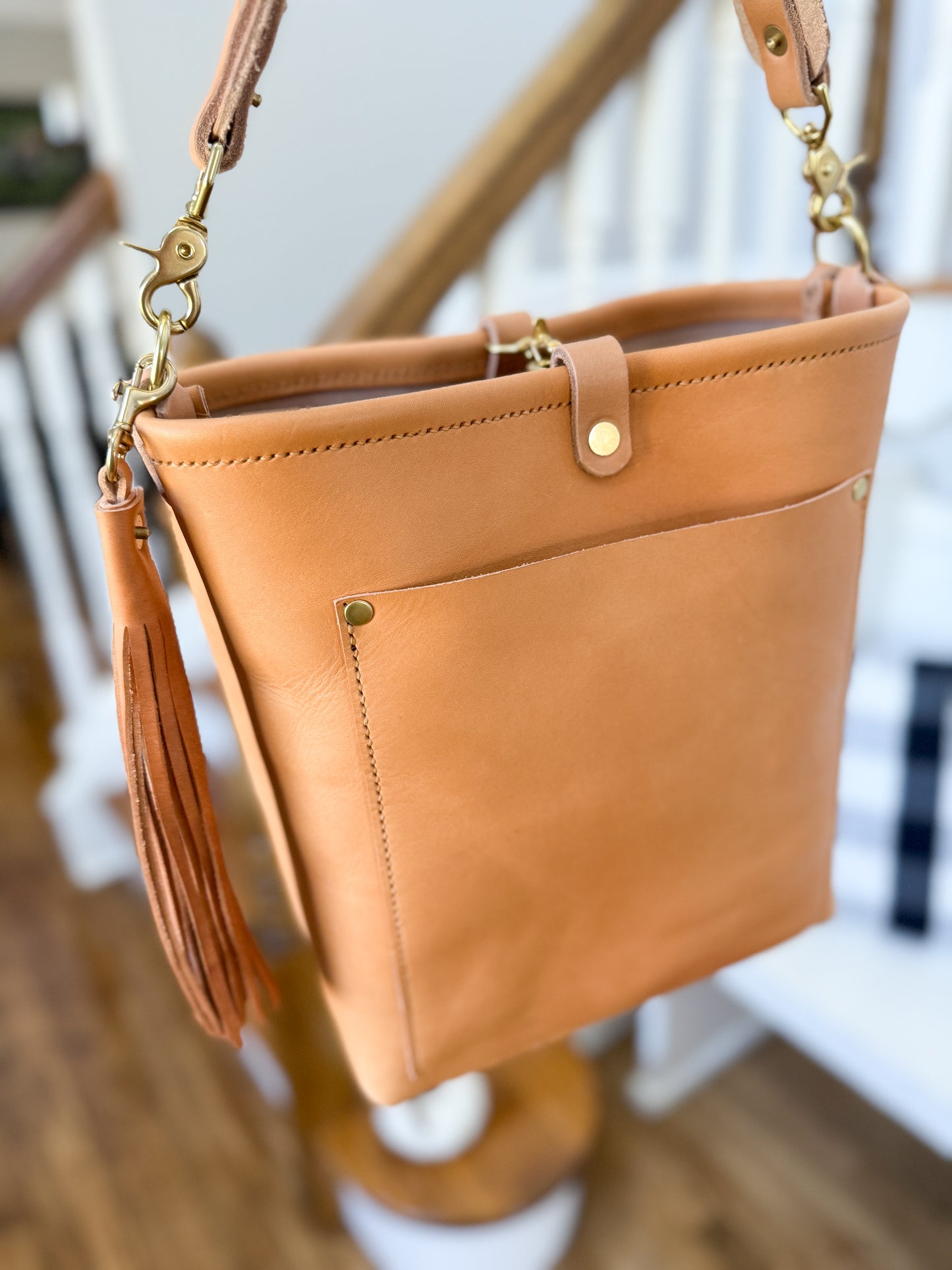Bennett Bucket in Natural Vachetta (non-milled)