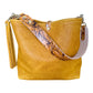 Hobo Bucket in Goldenrod Full Grain Bison w/Candy Strap