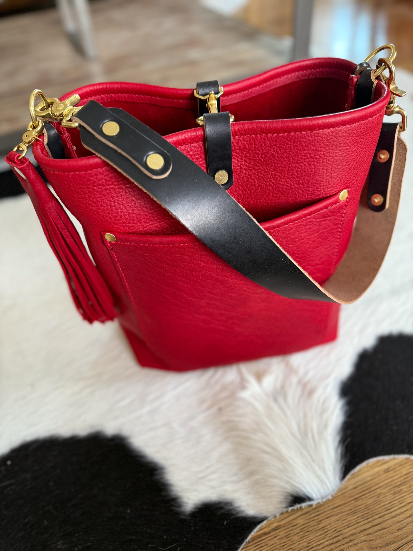 Bennett Bucket in Full Grain Red Bison