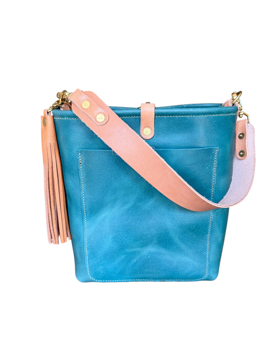 Bennett Bucket in Aqua Pearl Horween