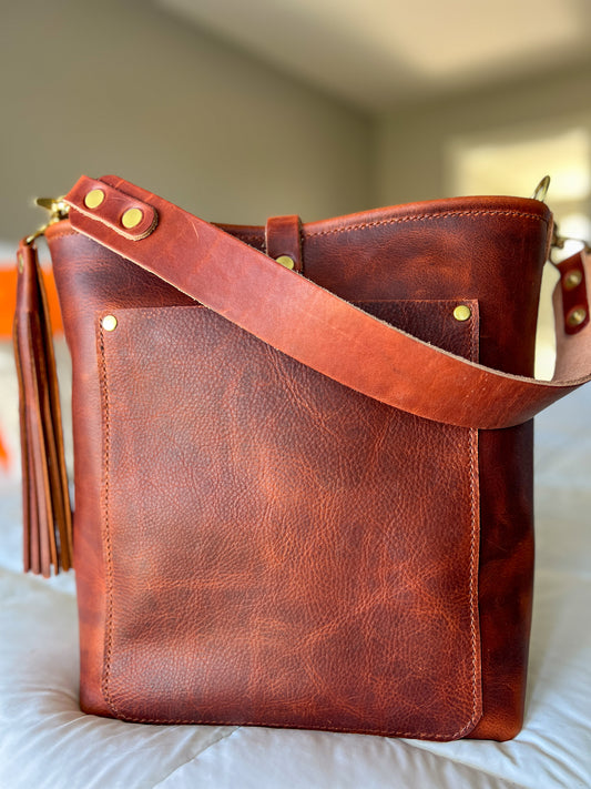 Bennett Bucket in Amber Full Grain Leather