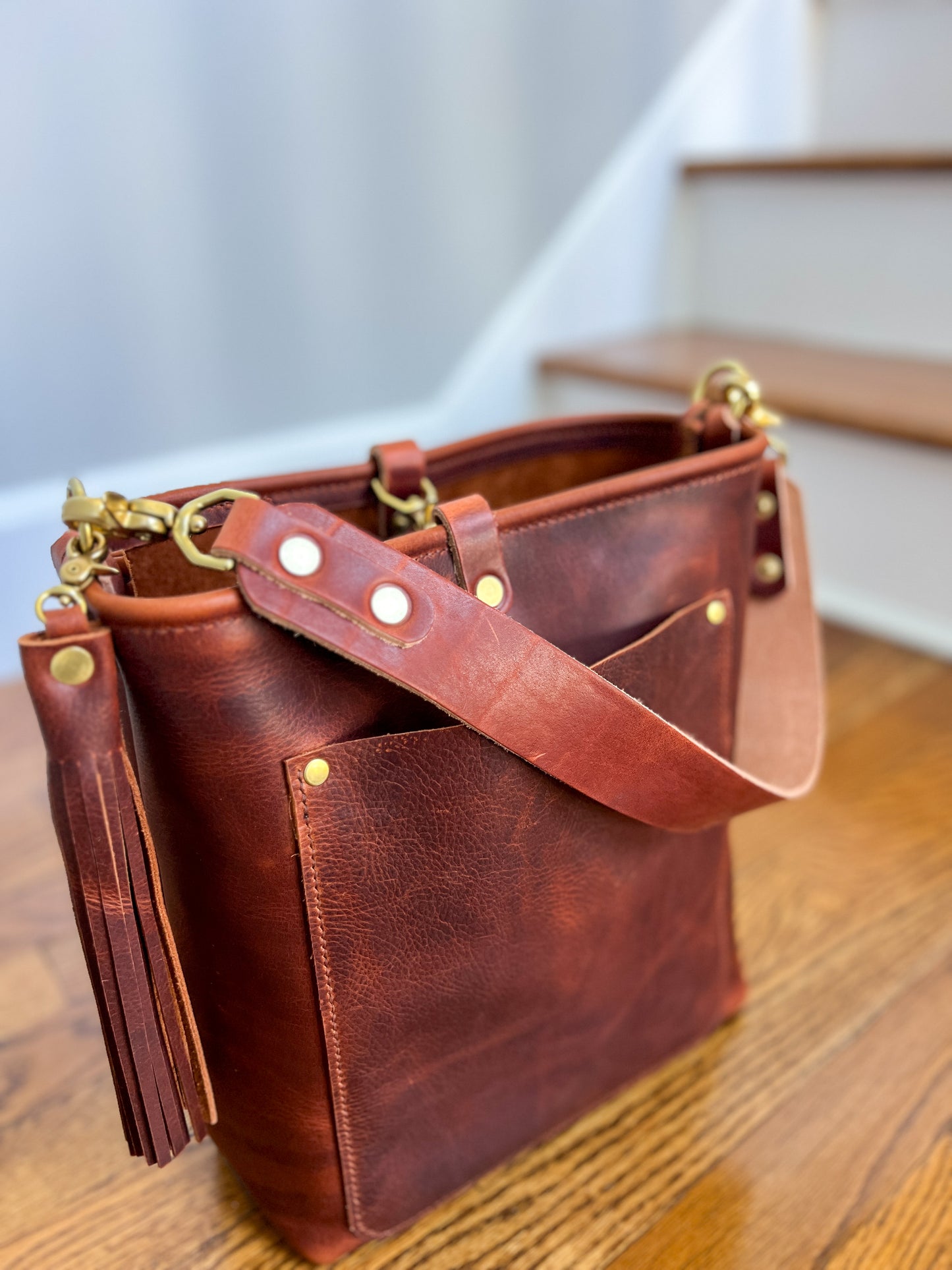 Bennett Bucket in Amber Full Grain Leather