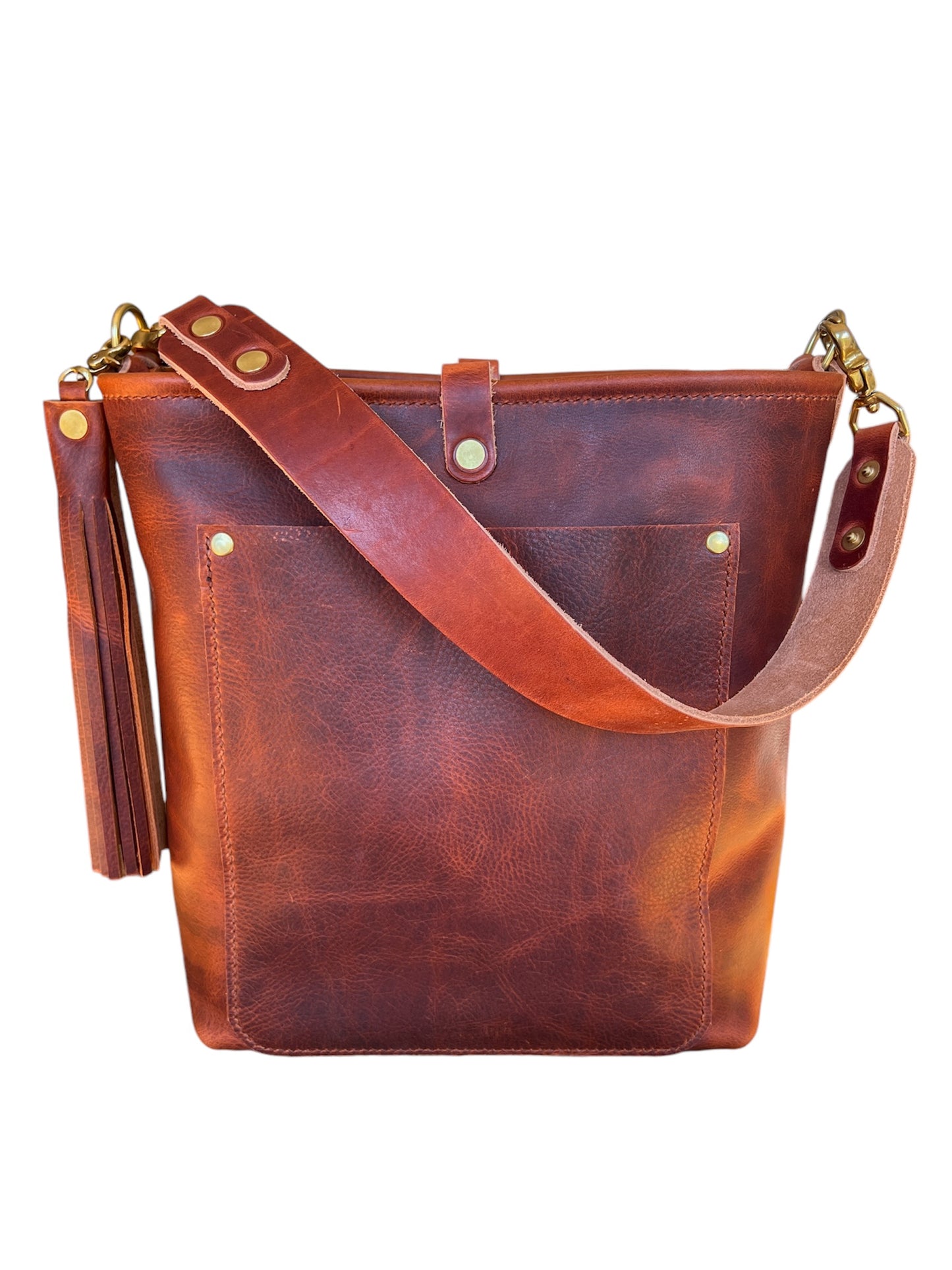 Bennett Bucket in Amber Full Grain Leather