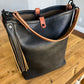 Slim Hobo Bucket in Horween Jet Black Full Grain Leather w/Hermann Oak Strap