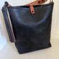 Slim Hobo Bucket in Horween Jet Black Full Grain Leather w/Hermann Oak Strap