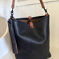 Slim Hobo Bucket in Horween Jet Black Full Grain Leather w/Hermann Oak Strap