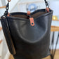 Slim Hobo Bucket in Horween Jet Black Full Grain Leather w/Hermann Oak Strap