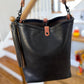 Slim Hobo Bucket in Horween Jet Black Full Grain Leather w/Hermann Oak Strap