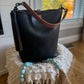 Slim Hobo Bucket in Horween Jet Black Full Grain Leather w/Hermann Oak Strap