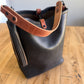Slim Hobo Bucket in Horween Jet Black Full Grain Leather w/Hermann Oak Strap