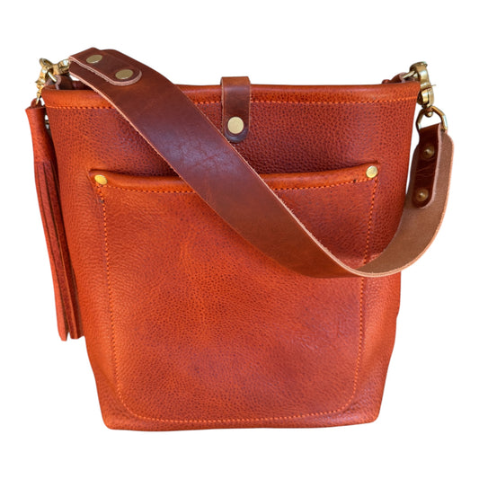 Bennett Bucket in Brick Bison Full Grain Leather