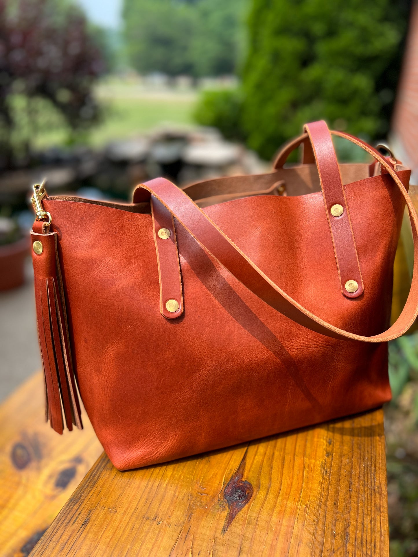 East-West Tote in English Tan Dublin Horween