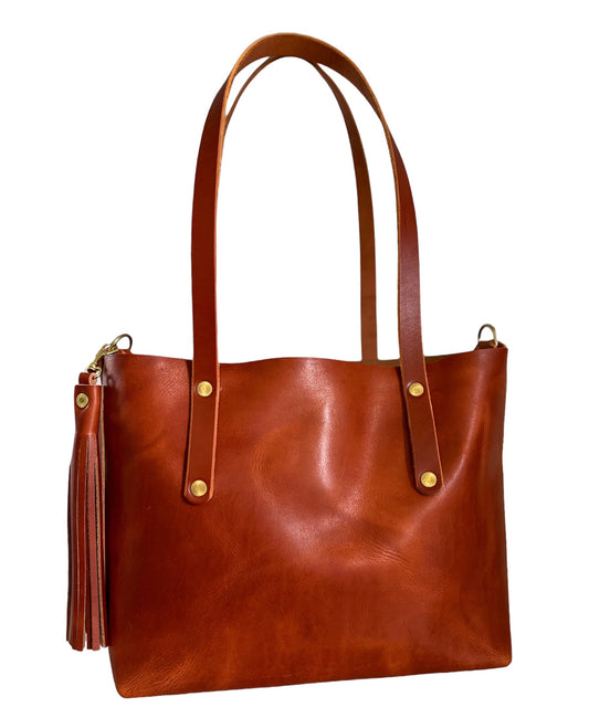 East-West Tote in English Tan Dublin Horween