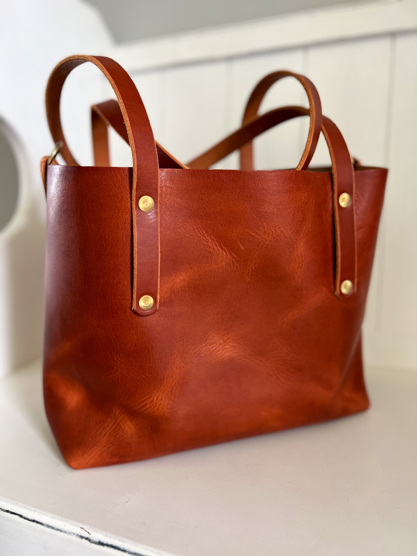 East-West Tote in English Tan Dublin Horween