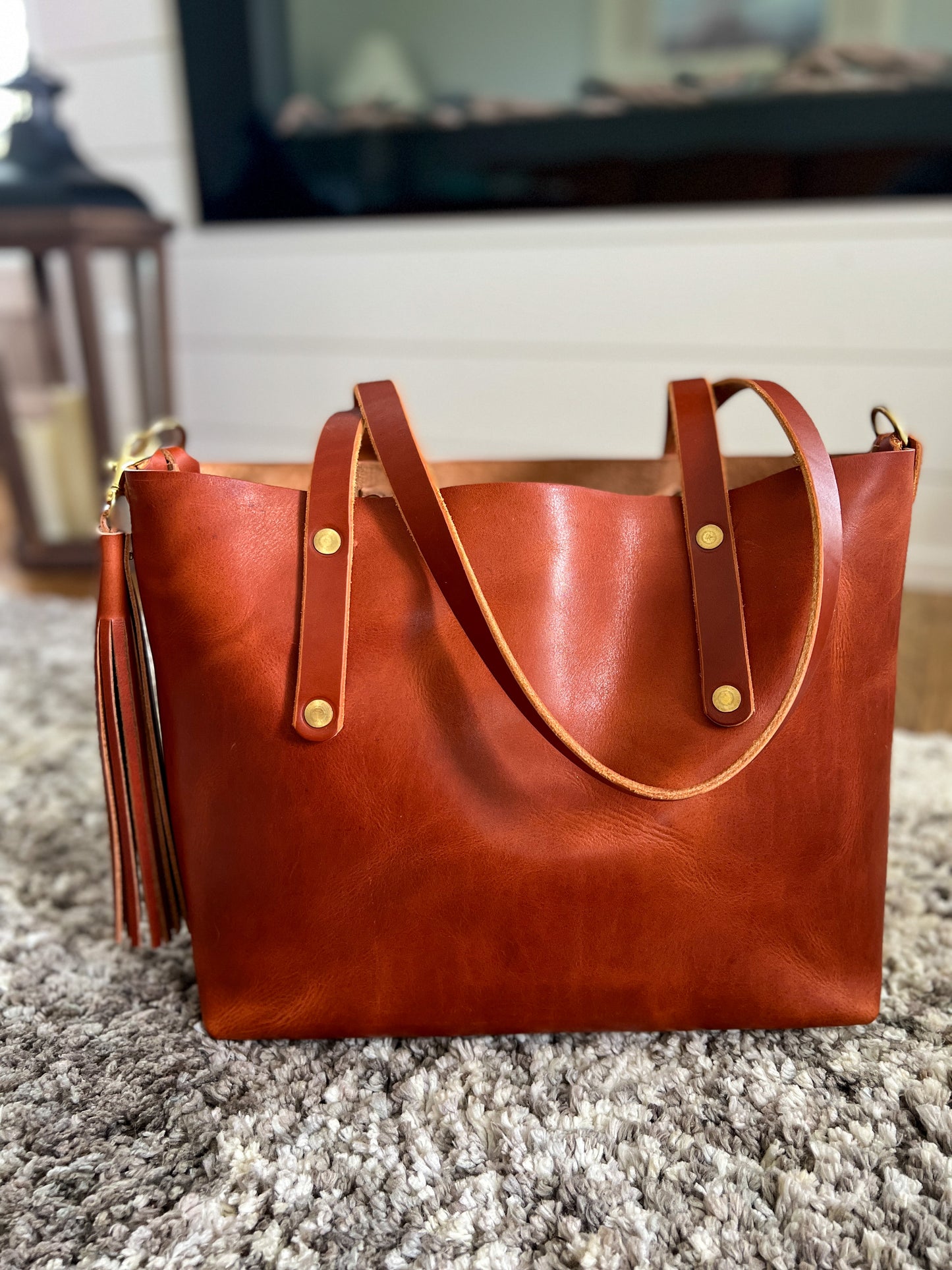 East-West Tote in English Tan Dublin Horween